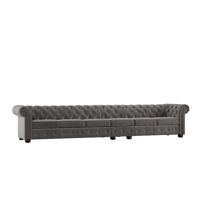 Canapé Chesterfield extra long Knightsbridge gris par iNSPIRE Q Artisan