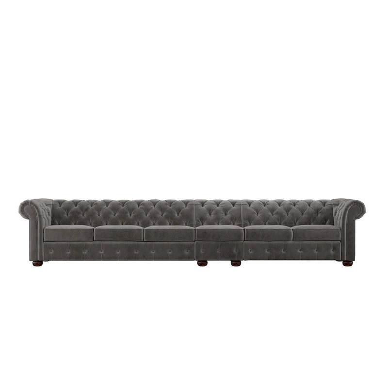 Canapé Chesterfield extra long Knightsbridge gris par iNSPIRE Q Artisan