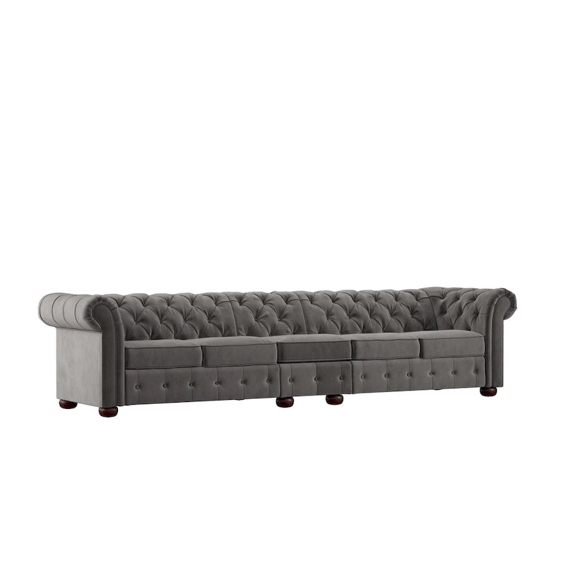 Canapé Chesterfield extra long Knightsbridge gris par iNSPIRE Q Artisan