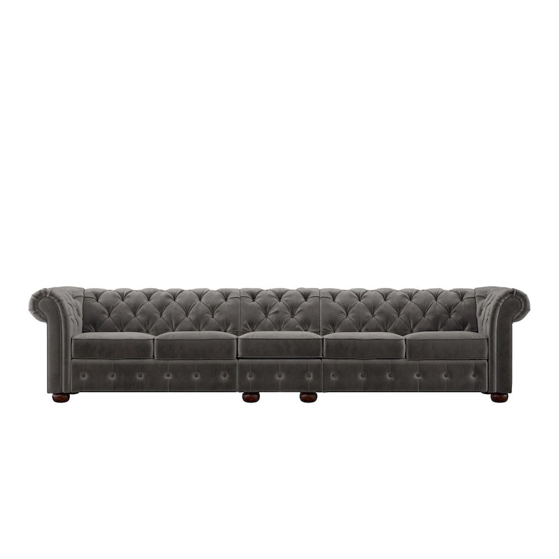 Canapé Chesterfield extra long Knightsbridge gris par iNSPIRE Q Artisan