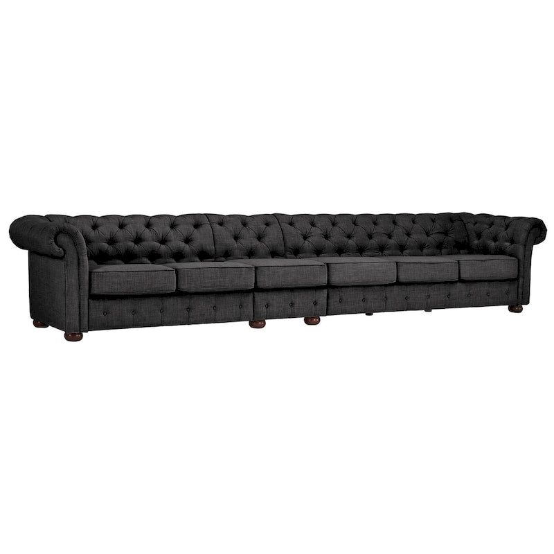Canapé Chesterfield extra long Knightsbridge gris par iNSPIRE Q Artisan