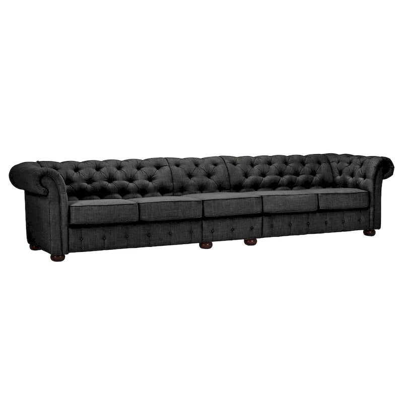 Canapé Chesterfield extra long Knightsbridge gris par iNSPIRE Q Artisan