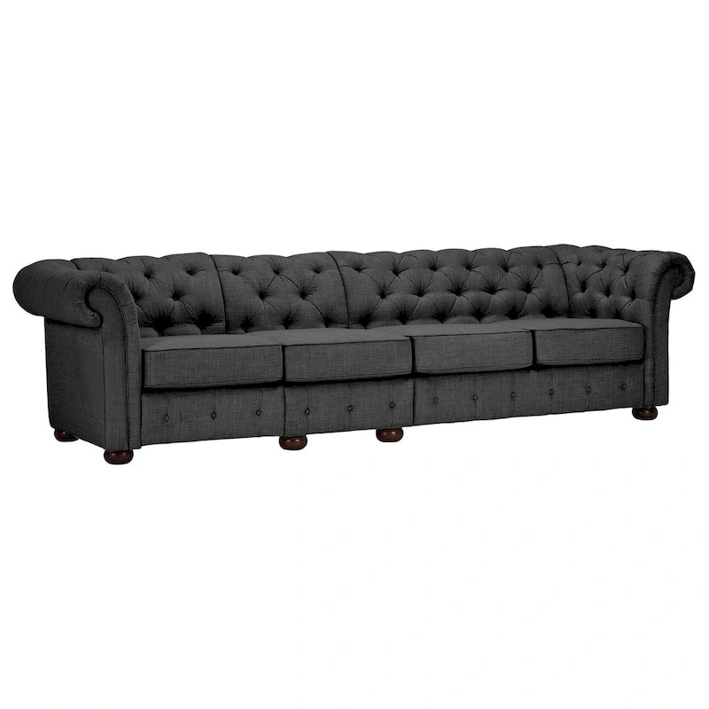 Canapé Chesterfield extra long Knightsbridge gris par iNSPIRE Q Artisan