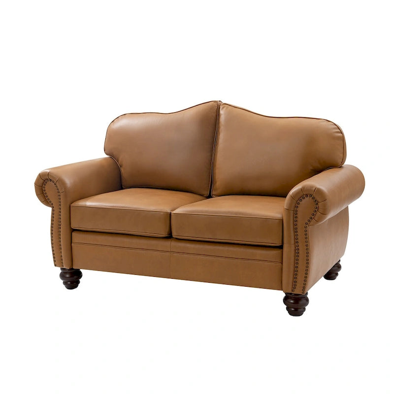 Canapé Angel Transitional en Cuir Véritable avec Dossier Capitonnée par HULALA HOME