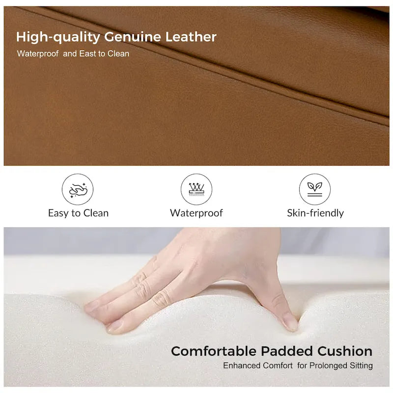 Canapé Angel Transitional en Cuir Véritable avec Dossier Capitonnée par HULALA HOME