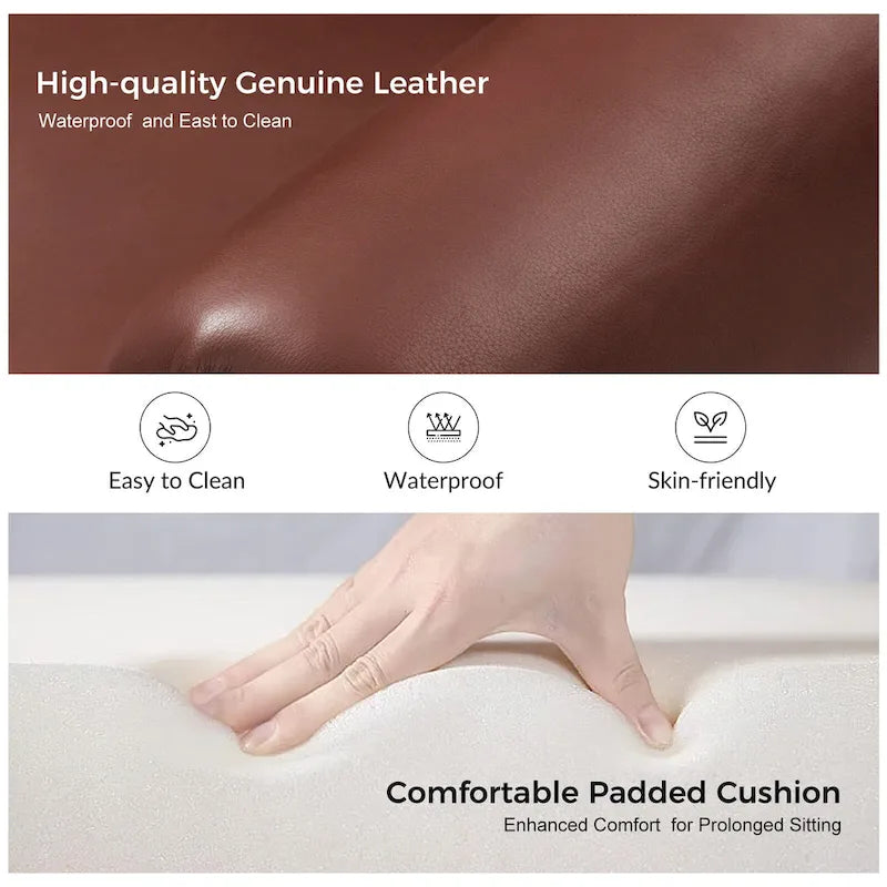 Canapé Angel Transitional en Cuir Véritable avec Dossier Capitonnée par HULALA HOME