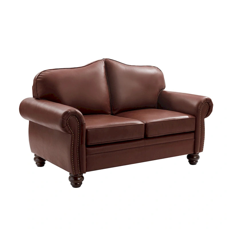 Canapé Angel Transitional en Cuir Véritable avec Dossier Capitonnée par HULALA HOME
