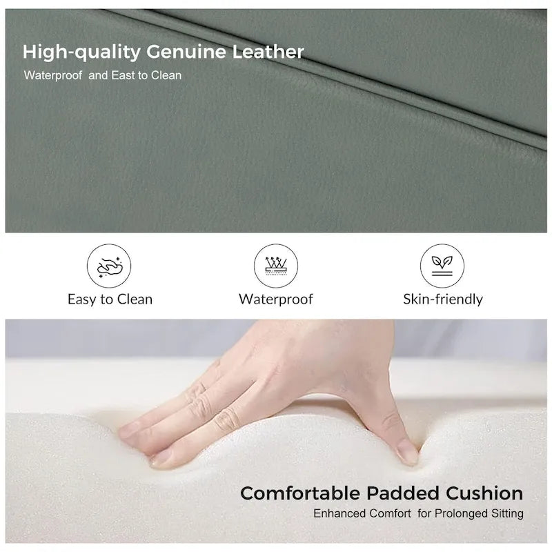 Canapé Angel Transitional en Cuir Véritable avec Dossier Capitonnée par HULALA HOME
