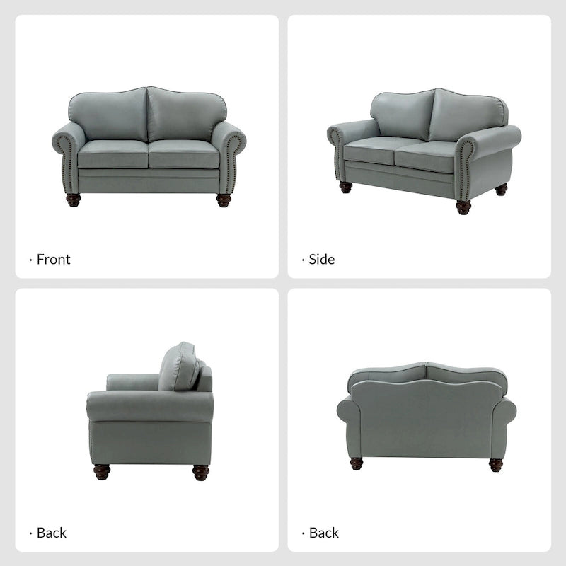 Canapé Angel Transitional en Cuir Véritable avec Dossier Capitonnée par HULALA HOME