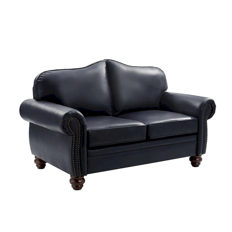 Canapé Angel Transitional en Cuir Véritable avec Dossier Capitonnée par HULALA HOME