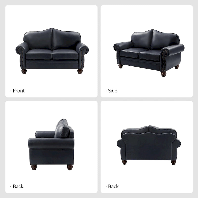 Canapé Angel Transitional en Cuir Véritable avec Dossier Capitonnée par HULALA HOME