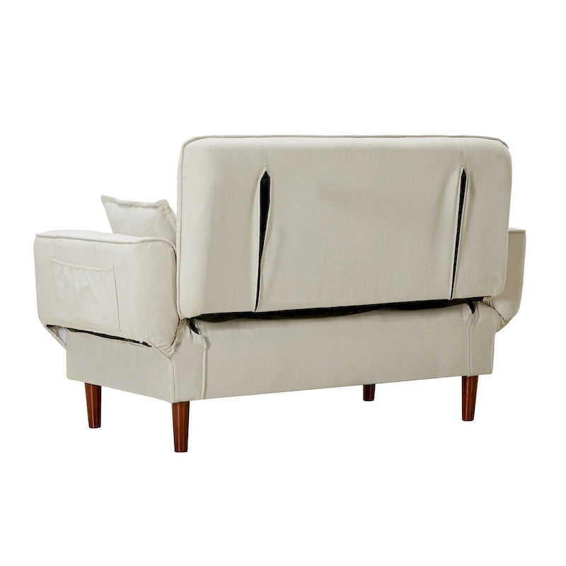 Canapé-lit multifonctionnel avec 2 oreillers en tissu beige