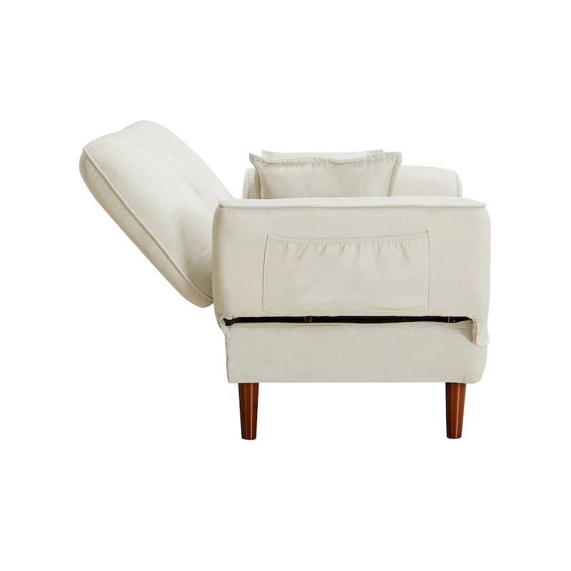 Canapé-lit multifonctionnel avec 2 oreillers en tissu beige