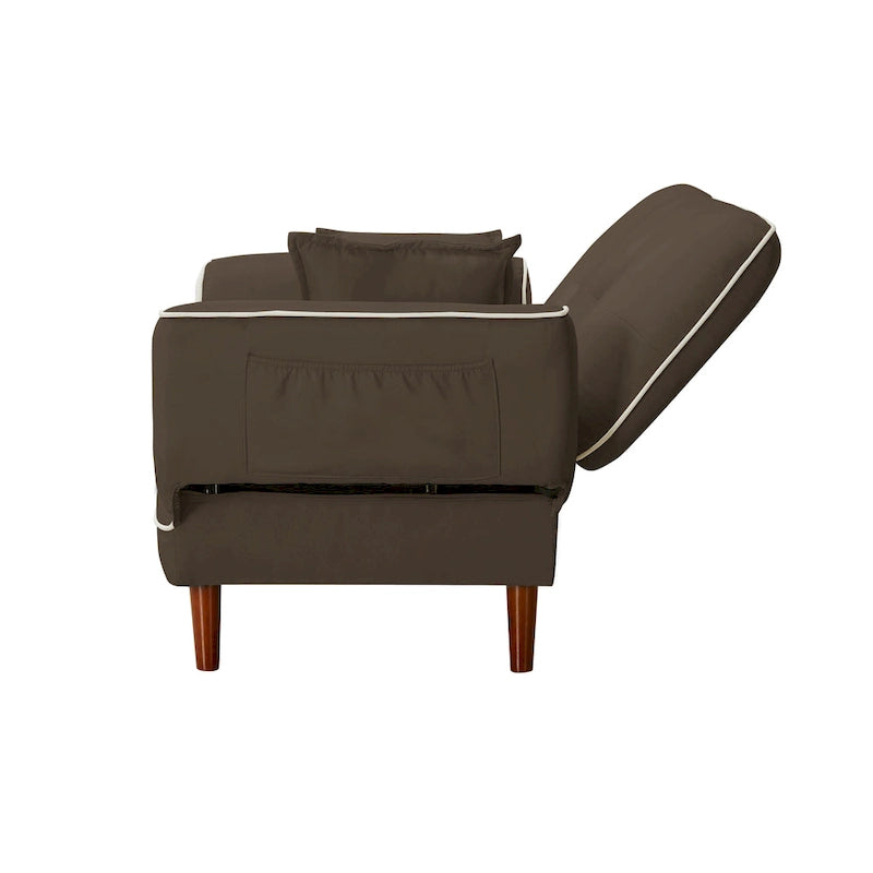 Canapé-lit multifonctionnel avec 2 oreillers en tissu beige