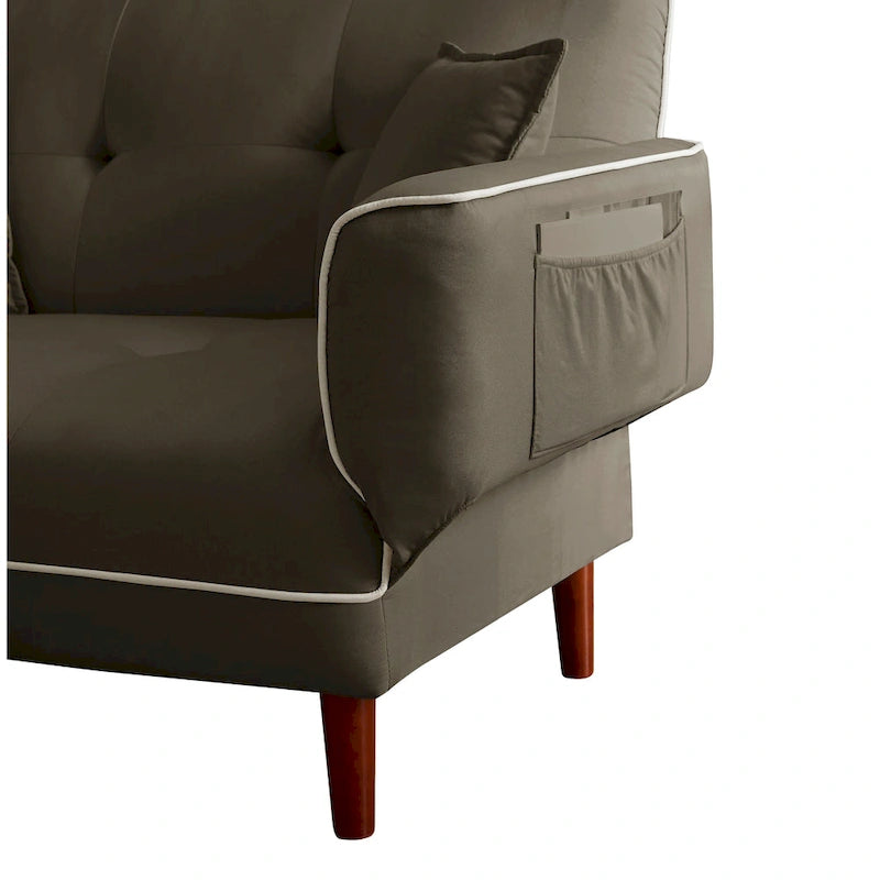 Canapé-lit multifonctionnel avec 2 oreillers en tissu beige