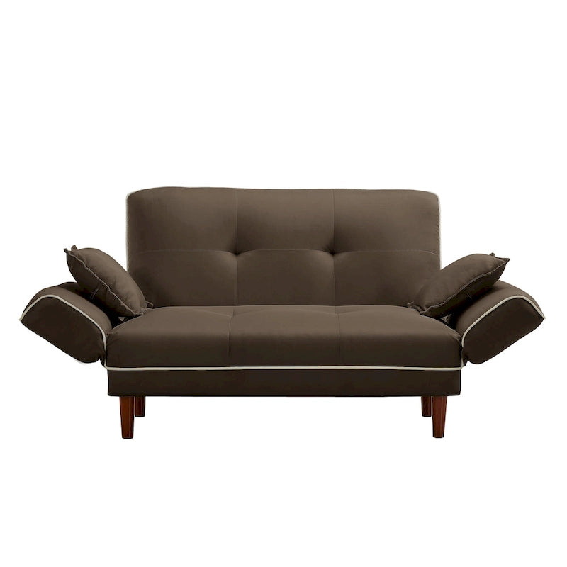 Canapé-lit multifonctionnel avec 2 oreillers en tissu beige