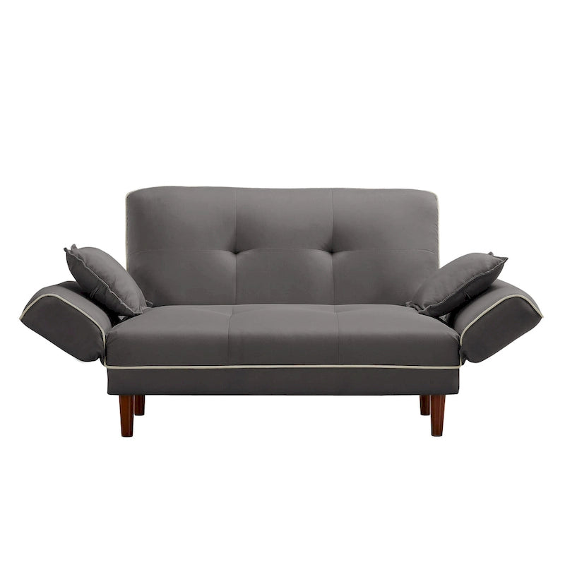 Canapé-lit multifonctionnel avec 2 oreillers en tissu beige