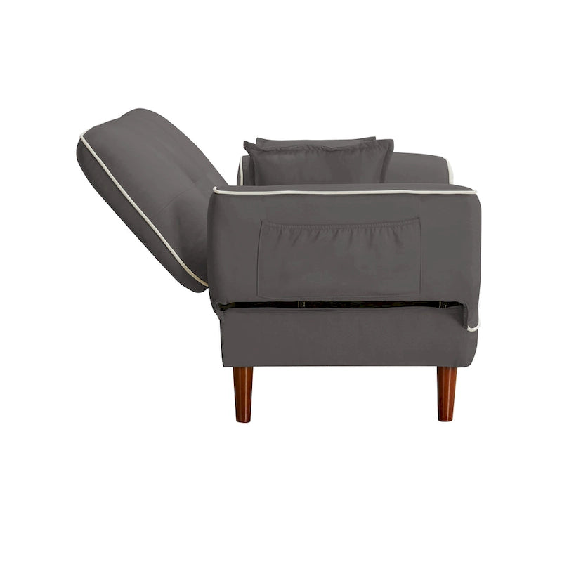 Canapé-lit multifonctionnel avec 2 oreillers en tissu beige