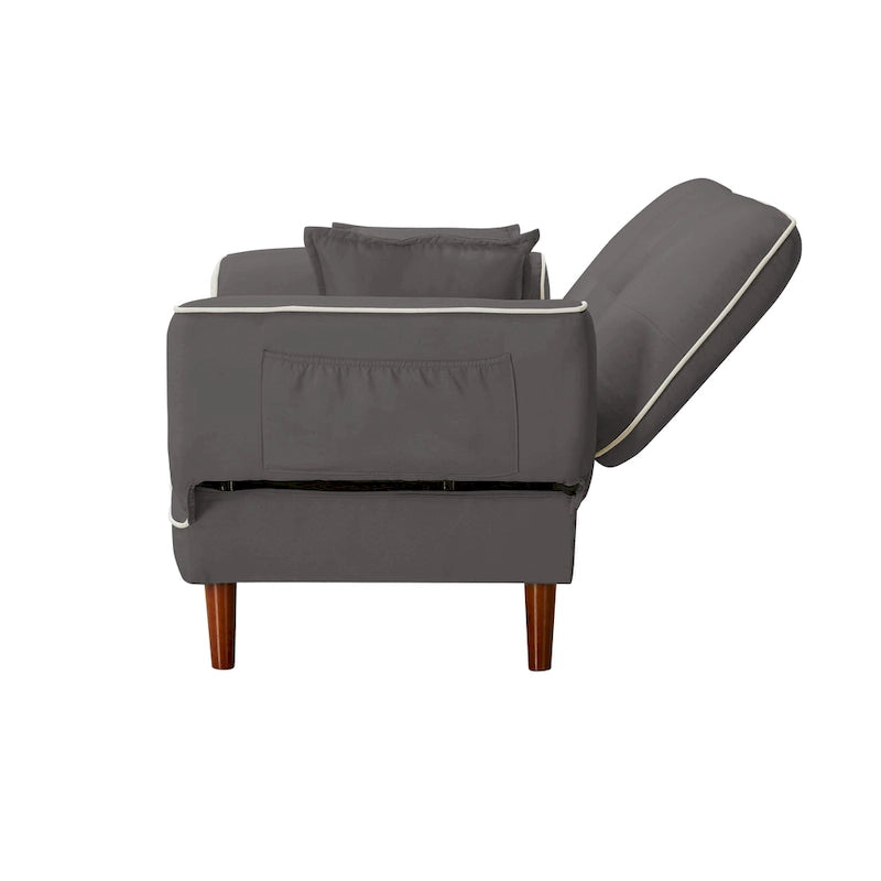 Canapé-lit multifonctionnel avec 2 oreillers en tissu beige