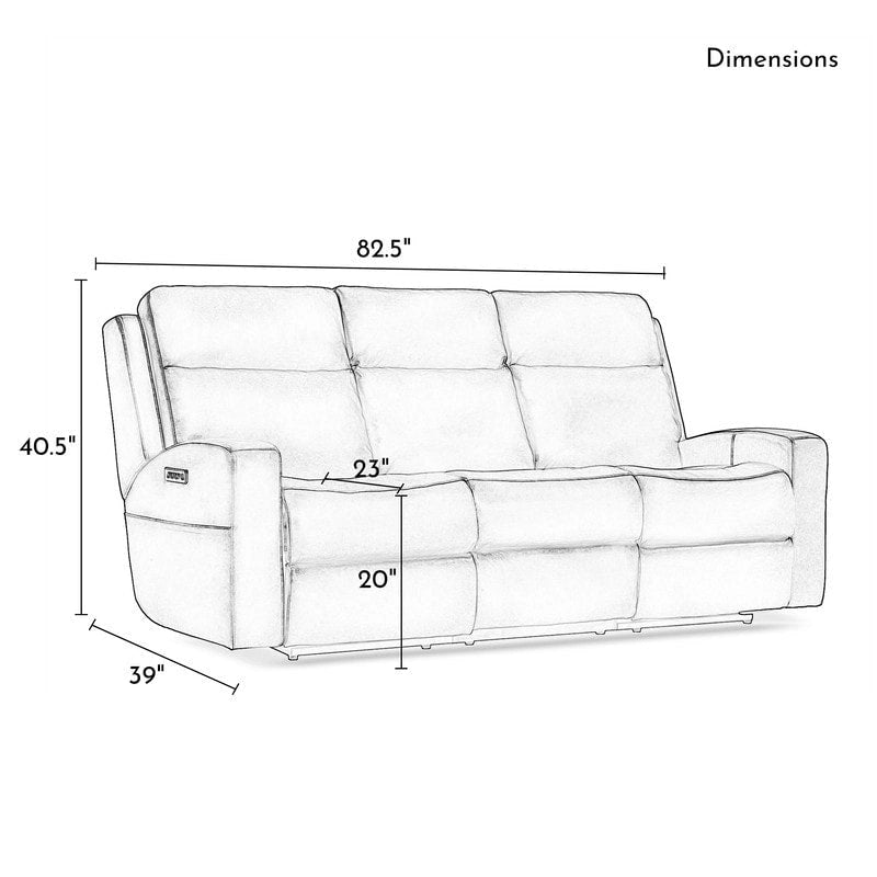 Canapé inclinable électrique en cuir pleine fleur de 89 pouces avec espace de rangement, port de chargement USB et appuie-tête réglable