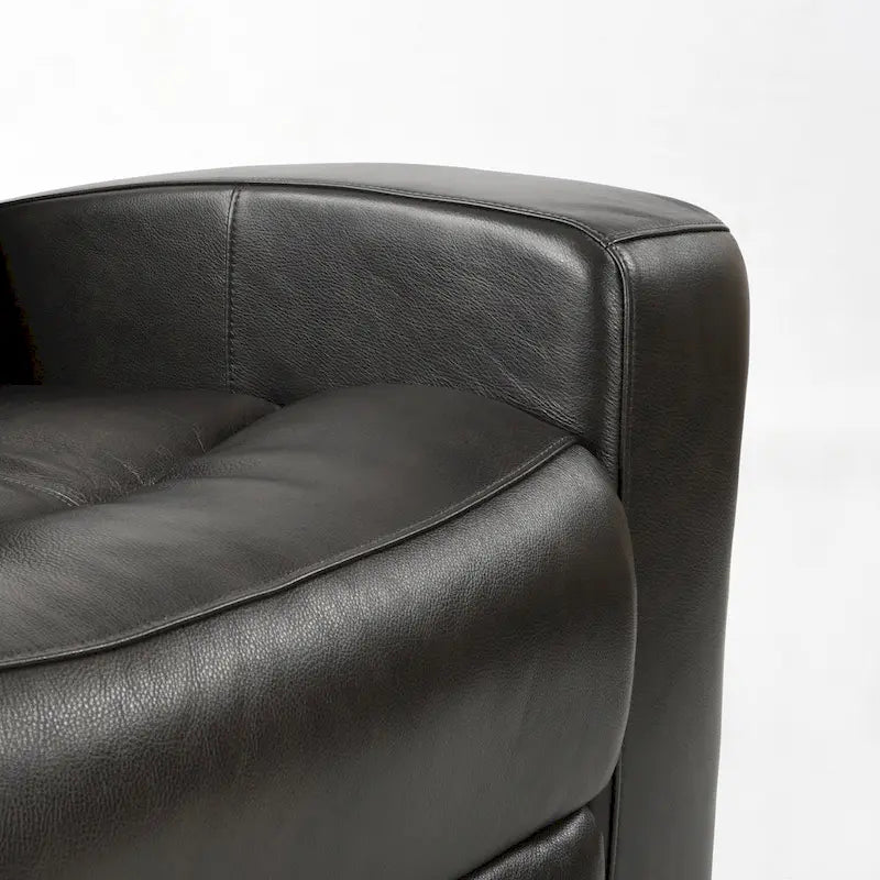 Canapé inclinable électrique en cuir pleine fleur de 89 pouces avec espace de rangement, port de chargement USB et appuie-tête réglable