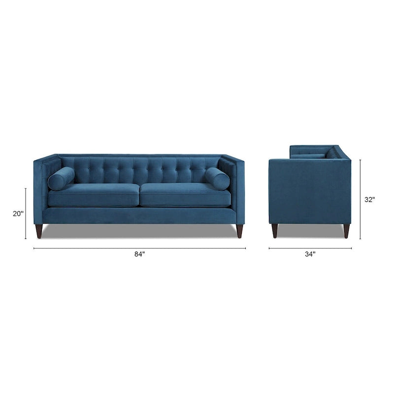 Canapé de style tuxedo Jack 84 Mid-Century Modern avec traversins