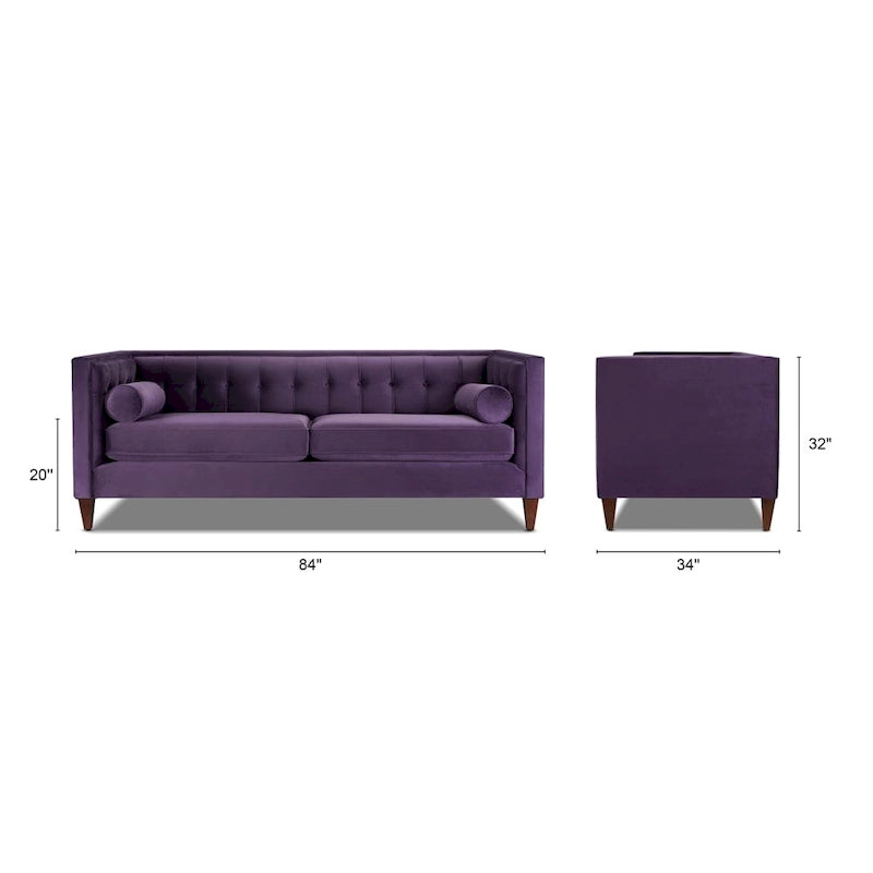 Canapé de style tuxedo Jack 84 Mid-Century Modern avec traversins