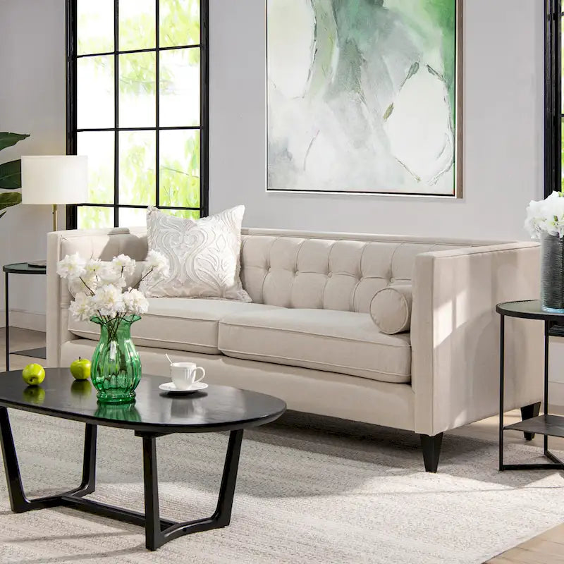 Canapé de style tuxedo Jack 84 Mid-Century Modern avec traversins