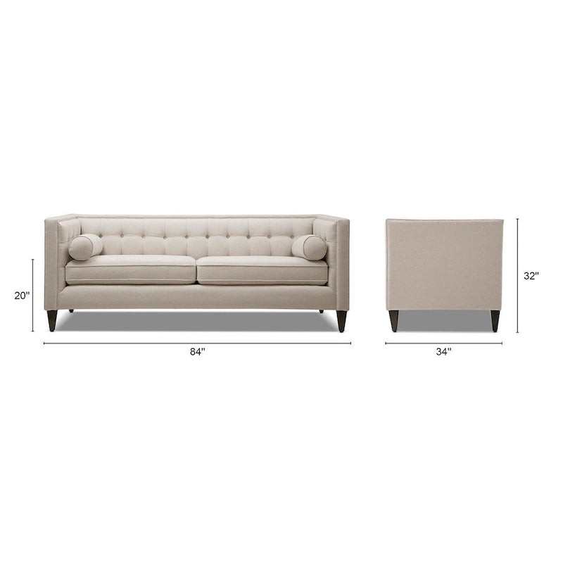Canapé de style tuxedo Jack 84 Mid-Century Modern avec traversins