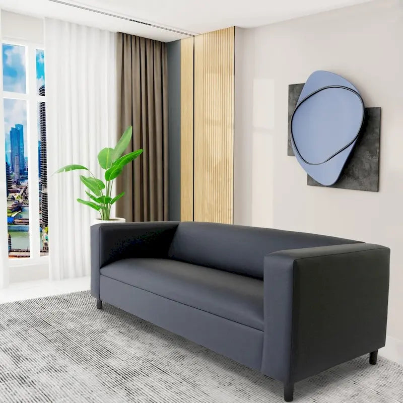 Coast to Coast Sofas Canapé trois places de style Mid-Century en similicuir avec cadre en bois massif et rembourrage