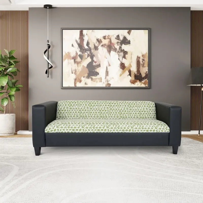 Coast to Coast Sofas Canapé trois places de style Mid-Century en similicuir avec cadre en bois massif et rembourrage