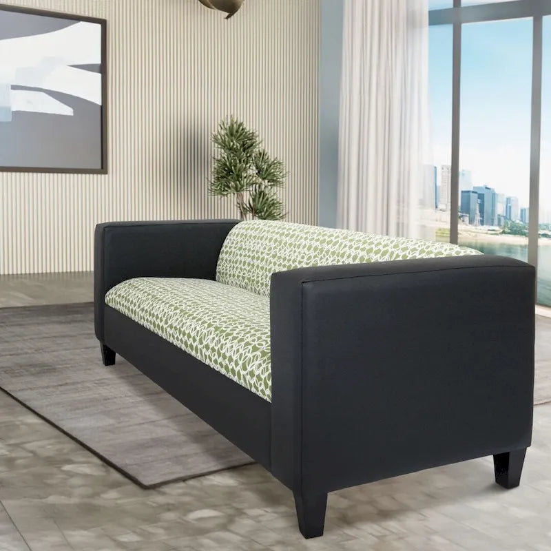 Coast to Coast Sofas Canapé trois places de style Mid-Century en similicuir avec cadre en bois massif et rembourrage
