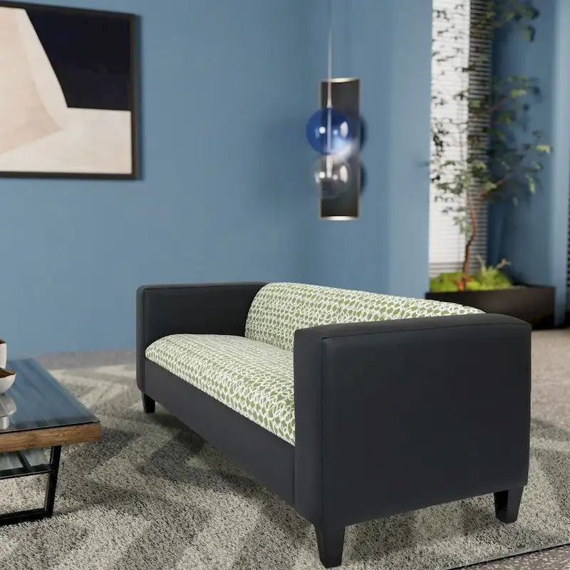 Coast to Coast Sofas Canapé trois places de style Mid-Century en similicuir avec cadre en bois massif et rembourrage