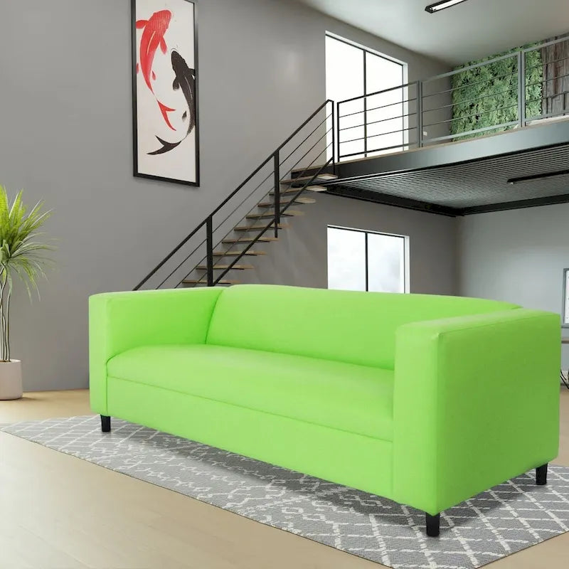 Coast to Coast Sofas Canapé trois places de style Mid-Century en similicuir avec cadre en bois massif et rembourrage