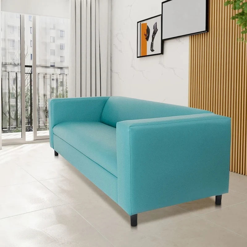 Coast to Coast Sofas Canapé trois places de style Mid-Century en similicuir avec cadre en bois massif et rembourrage