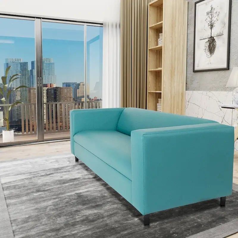Coast to Coast Sofas Canapé trois places de style Mid-Century en similicuir avec cadre en bois massif et rembourrage