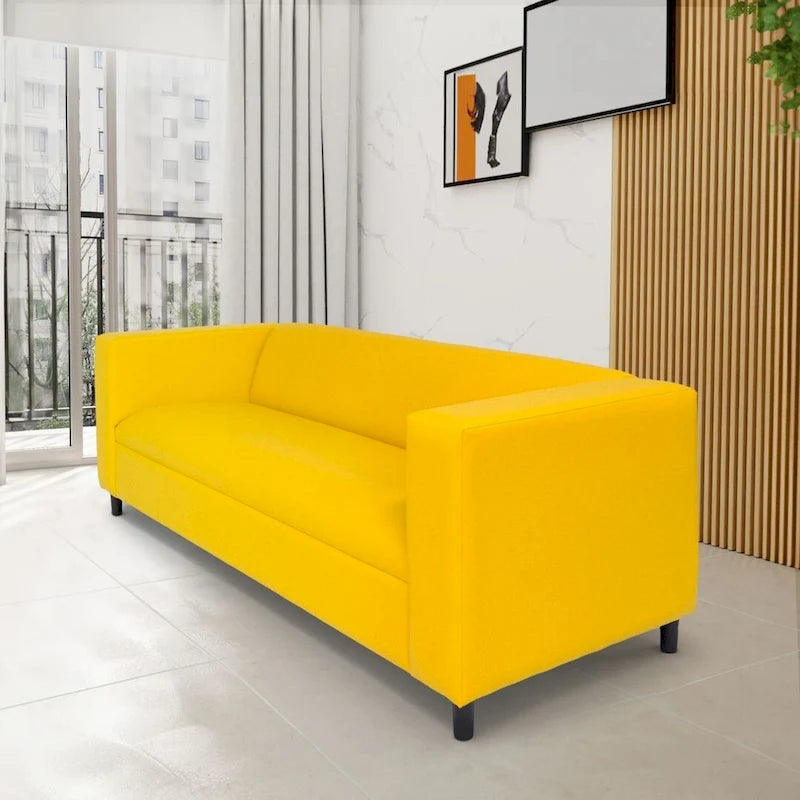 Coast to Coast Sofas Canapé trois places de style Mid-Century en similicuir avec cadre en bois massif et rembourrage