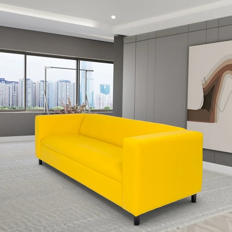 Coast to Coast Sofas Canapé trois places de style Mid-Century en similicuir avec cadre en bois massif et rembourrage