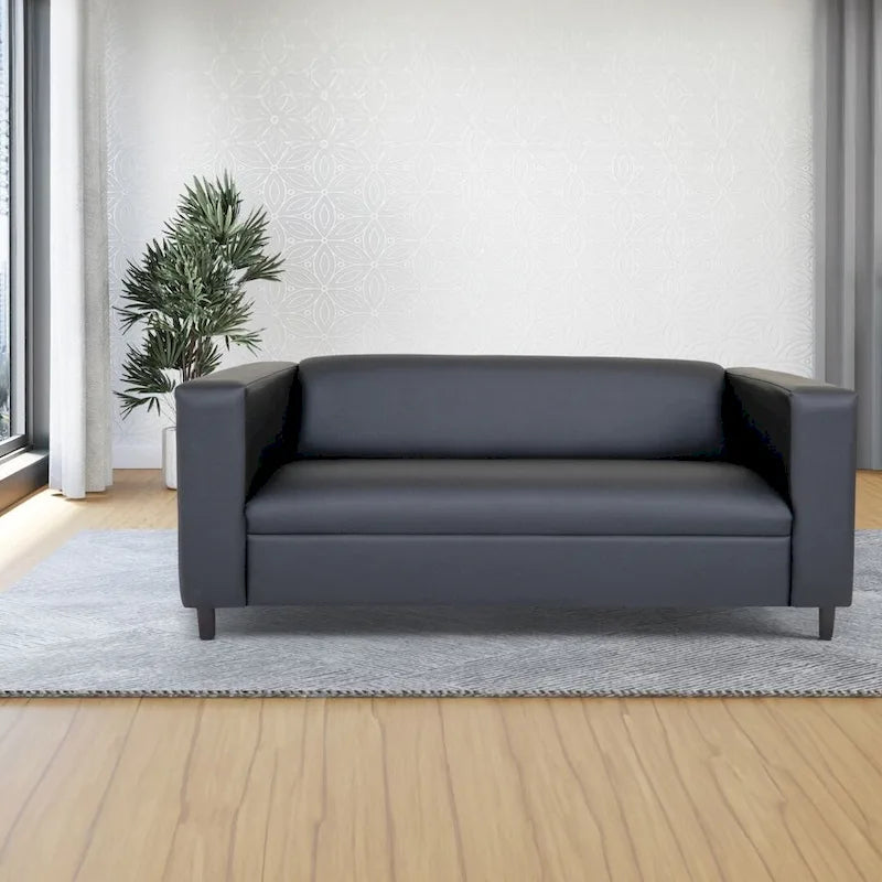 Coast to Coast Sofas Canapé trois places de style Mid-Century en similicuir avec cadre en bois massif et rembourrage