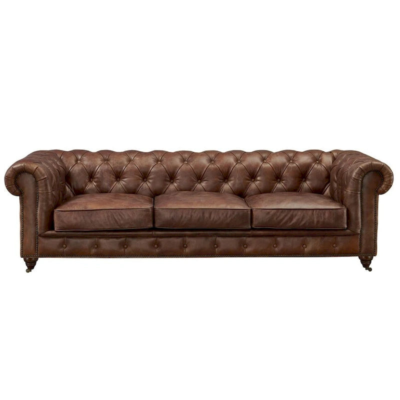 Canapé Chesterfield Century - Cuir châtaigne clair