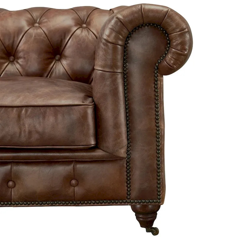 Canapé Chesterfield Century - Cuir châtaigne clair
