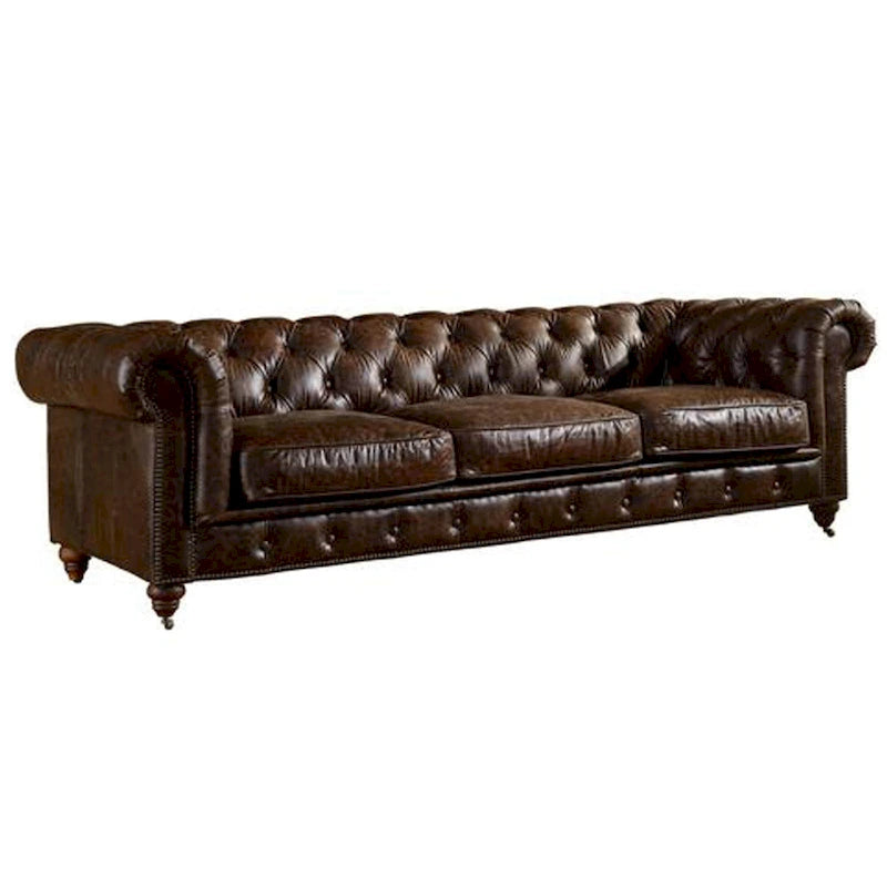 Canapé Chesterfield Century - Cuir châtaigne clair