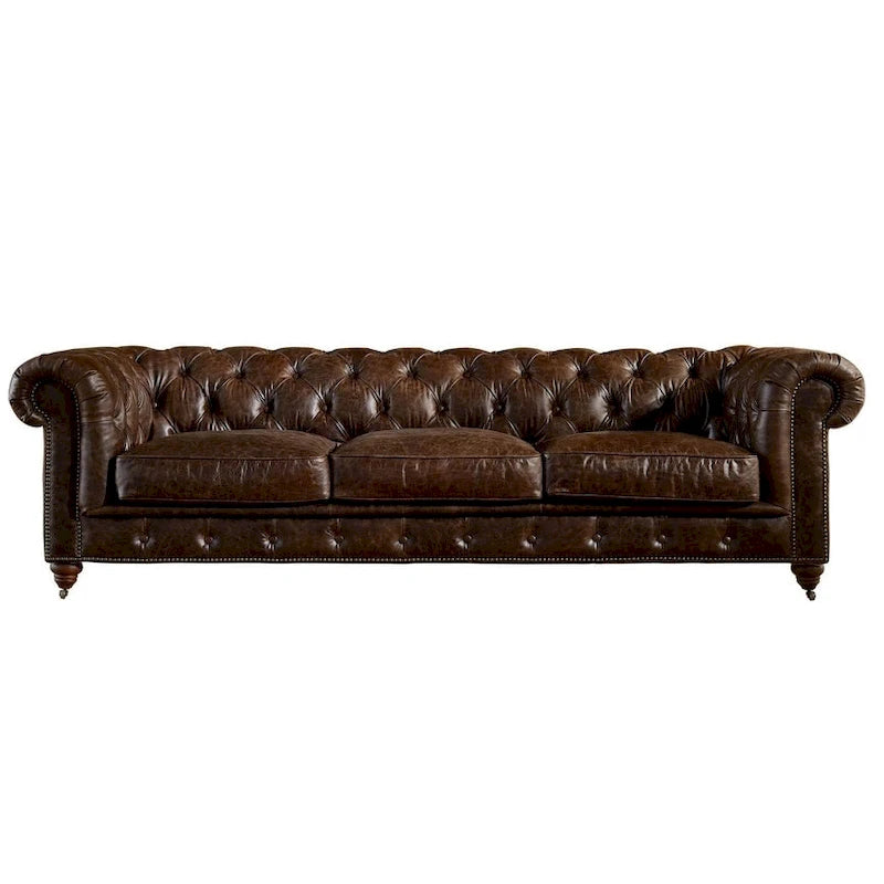 Canapé Chesterfield Century - Cuir châtaigne clair