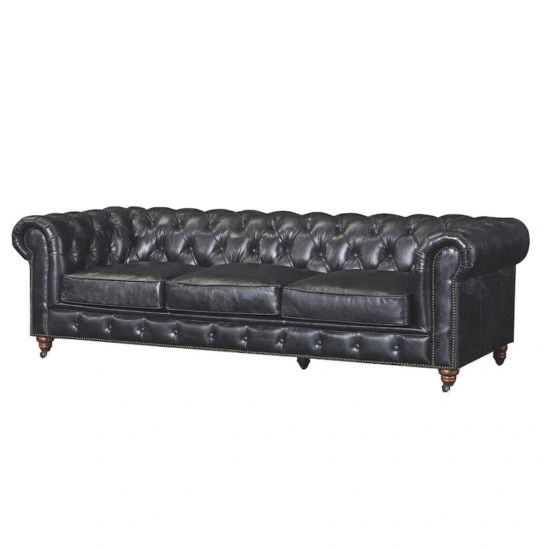 Canapé Chesterfield Century - Cuir châtaigne clair