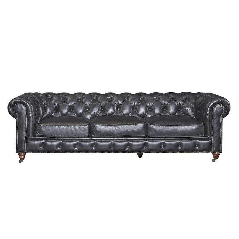 Canapé Chesterfield Century - Cuir châtaigne clair