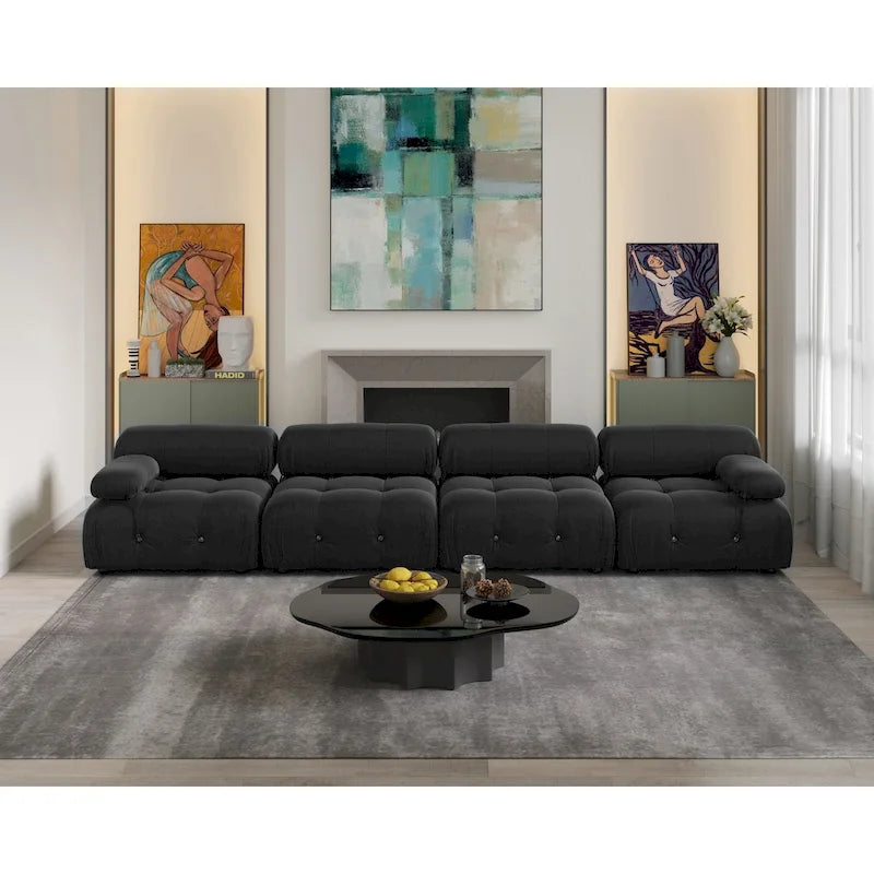 Canapé d'angle modulable convertible, canapé 3 places moderne en velours pour salon, appartement