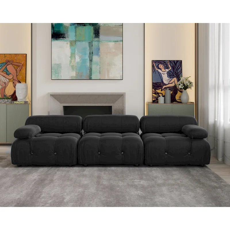 Canapé d'angle modulable convertible, canapé 3 places moderne en velours pour salon, appartement