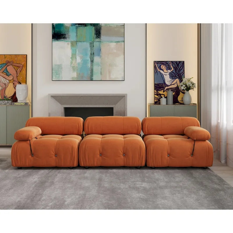 Canapé d'angle modulable convertible, canapé 3 places moderne en velours pour salon, appartement