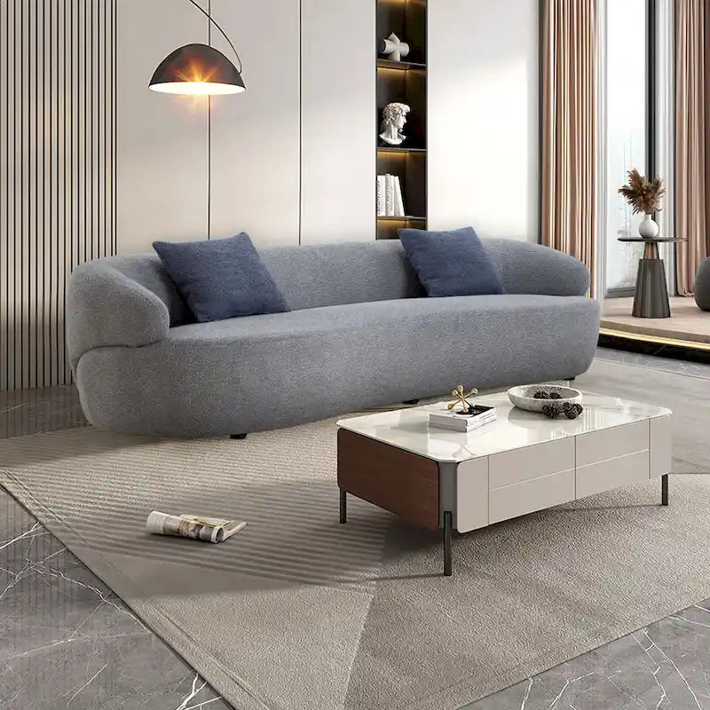 Canapé Courbe Moderne 3 Places 86,61 pouces en Tissu Rembourré
