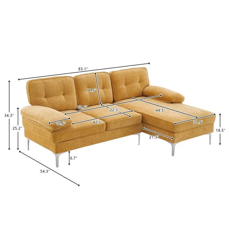 Canapé modulaire d'intérieur trois places simple et élégant
